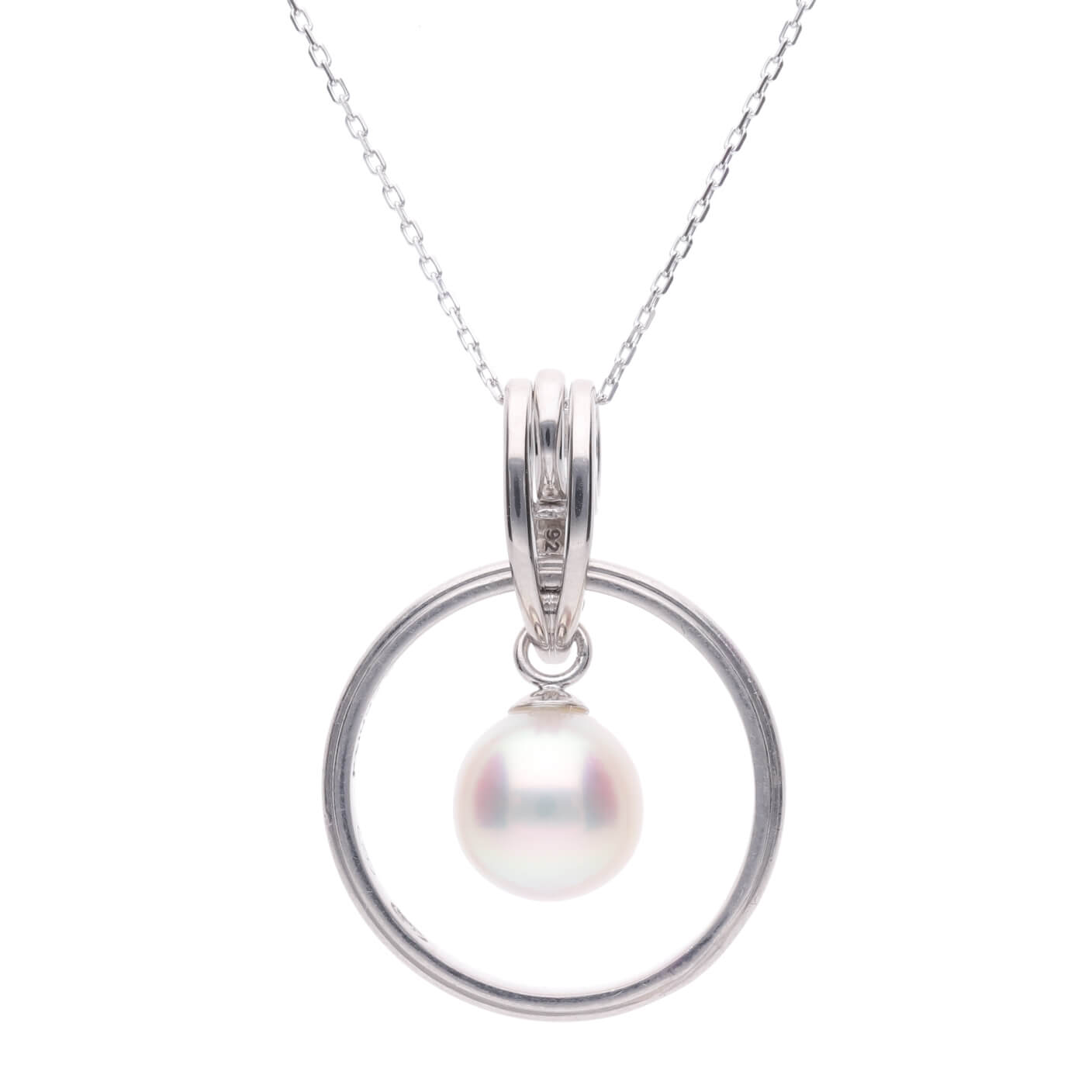 【リフォーム不要】プラチナ・ハートリンク 選べる無調色真珠 8mm Pt900 2way ペンダント Pt850 チェーン付