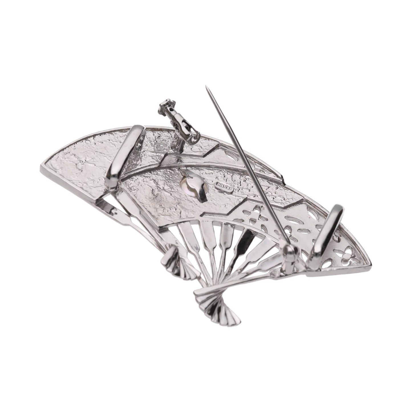 【寿扇】無調色 アコヤパール（8.0mm・ラウンド系）SV925 帯留め 兼用 ブローチ（2WAY）