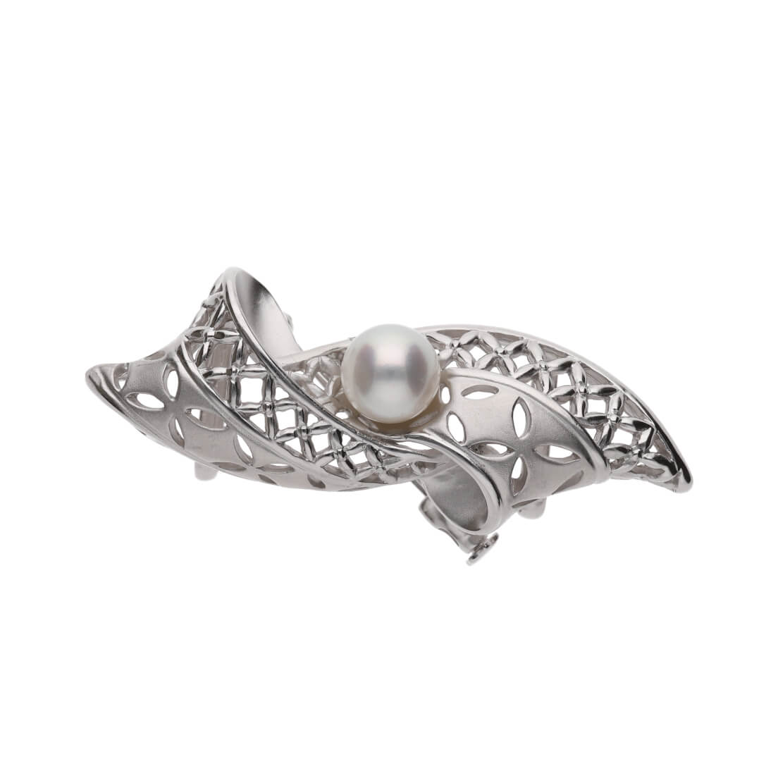 【花結】無調色 アコヤ真珠（8.0mm・ラウンド系）SV925 真珠の帯留 兼用 パールブローチ（2WAY）