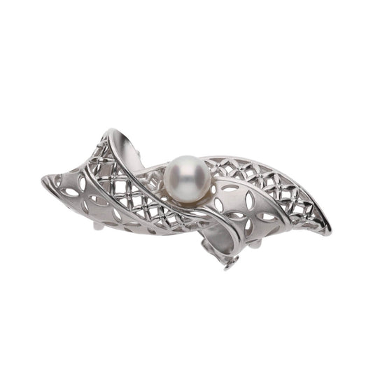 【花結】無調色 アコヤ真珠（8.0mm・ラウンド系）SV925 真珠の帯留 兼用 パールブローチ（2WAY）