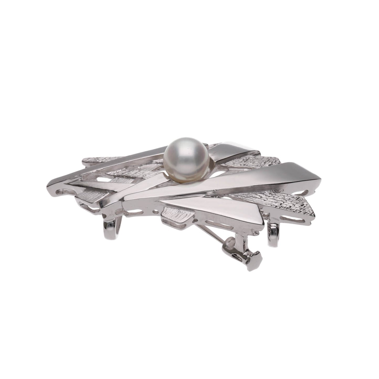【静波】無調色 アコヤ真珠（8.0mm・ラウンド系）SV925 真珠の帯留 兼用 パールブローチ（2WAY）