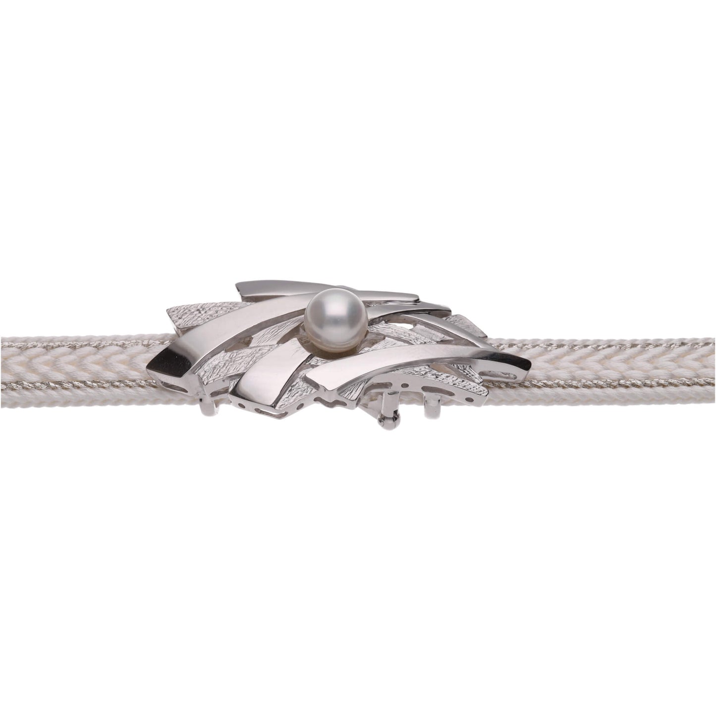 【静波】無調色 アコヤ真珠（8.0mm・ラウンド系）SV925 真珠の帯留 兼用 パールブローチ（2WAY）