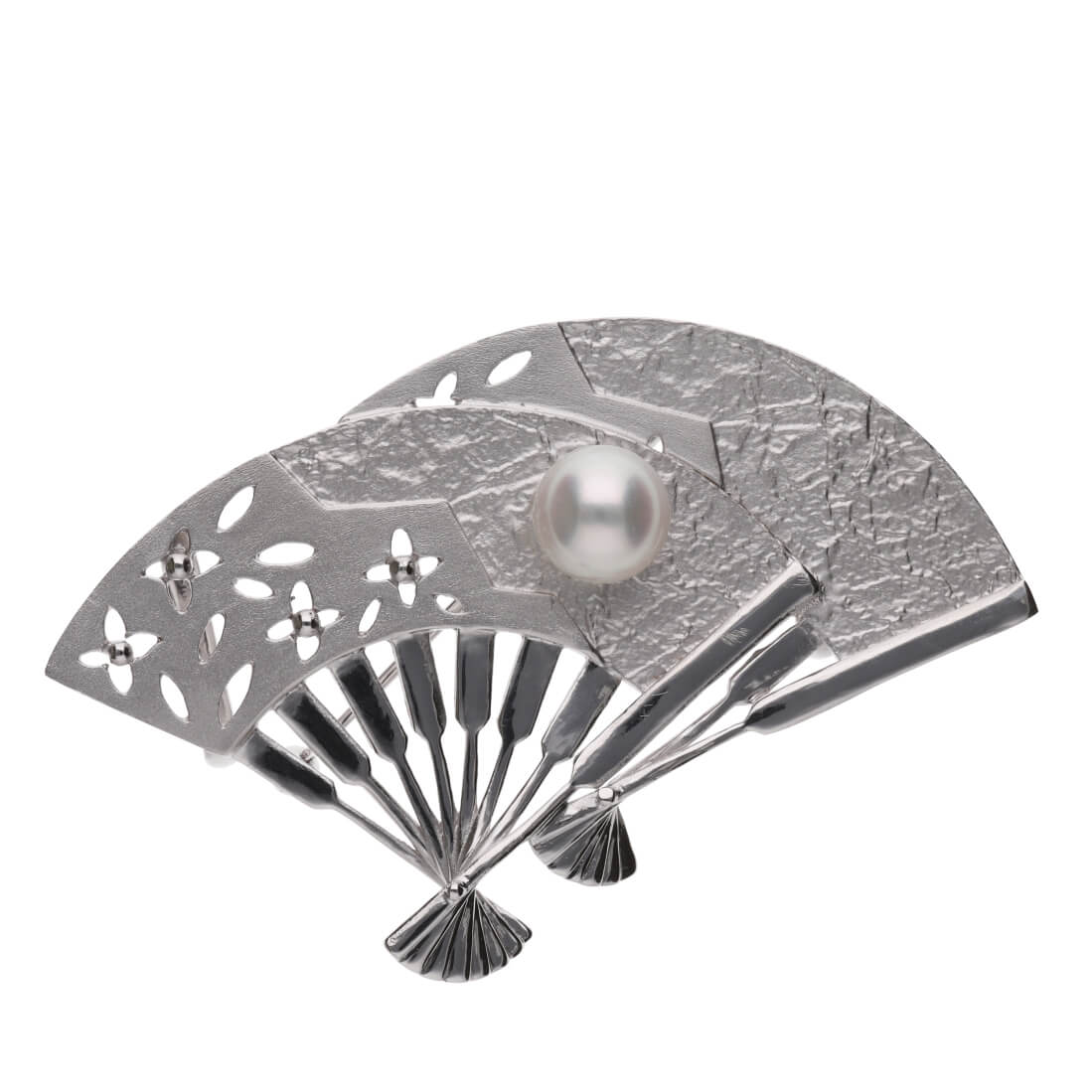 【寿扇】無調色 アコヤパール（8.0mm・ラウンド系）SV925 帯留め 兼用 ブローチ（2WAY）