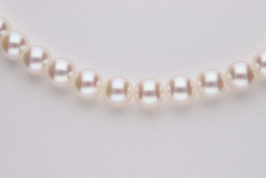 無調色 アコヤ真珠（日本）パールネックレス 8.0-8.5mm ラウンド系 約42cm
