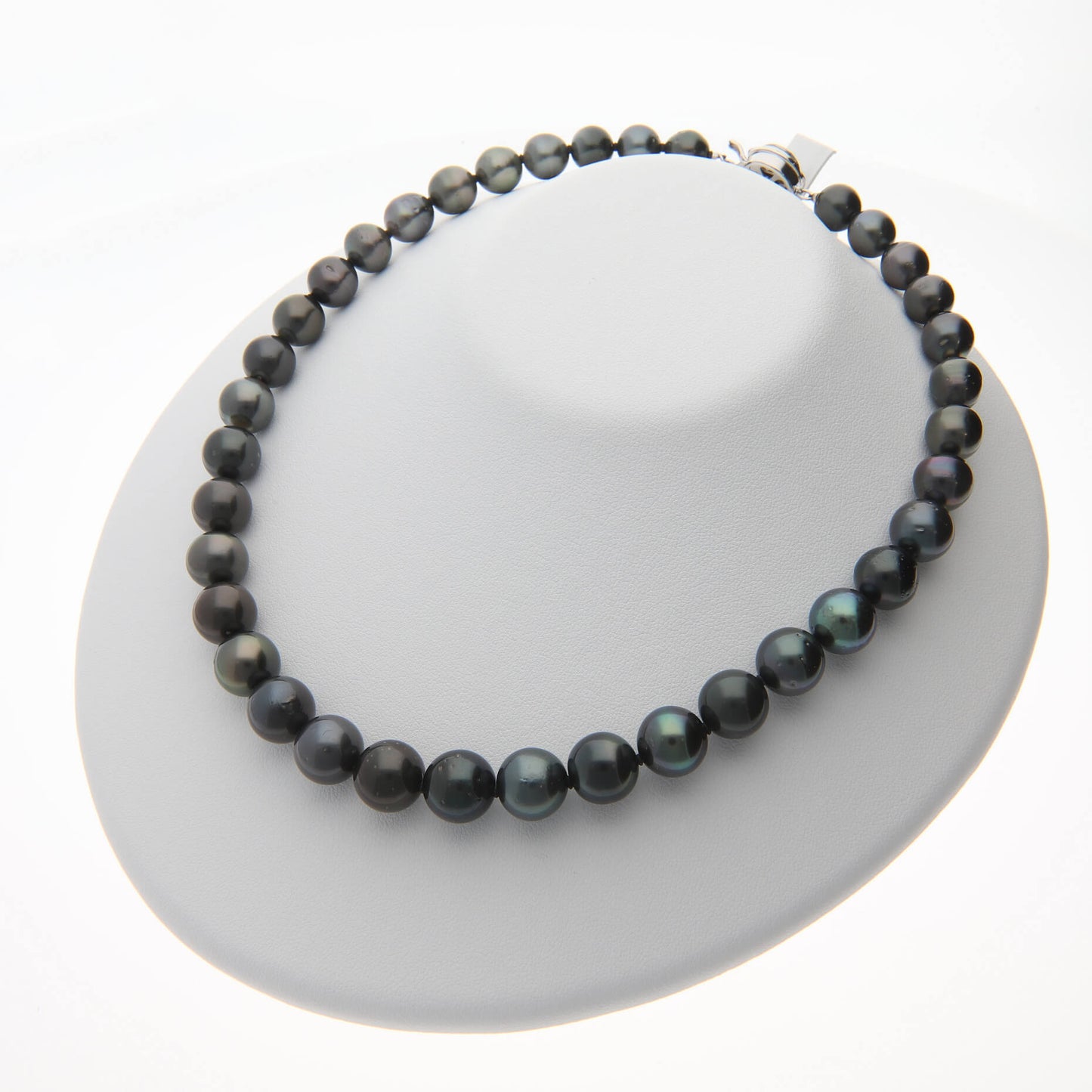 黒蝶真珠（タヒチ） ブラックパールネックレス 2点セット 9.0 -11.8mm  ラウンド系  約43cm