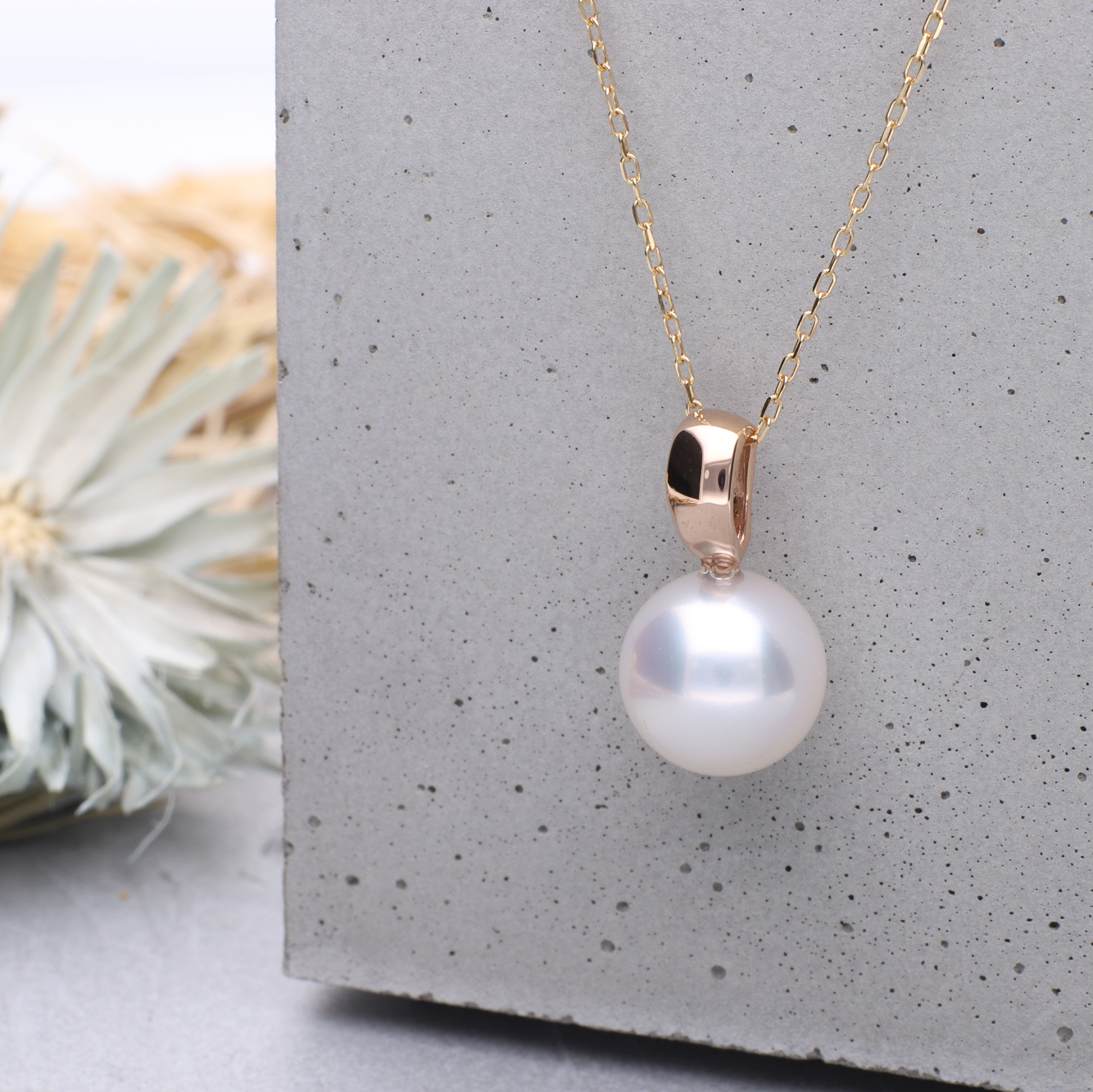 あこや真珠　デザインネックレス　シルバーグレー　天然色　本真珠